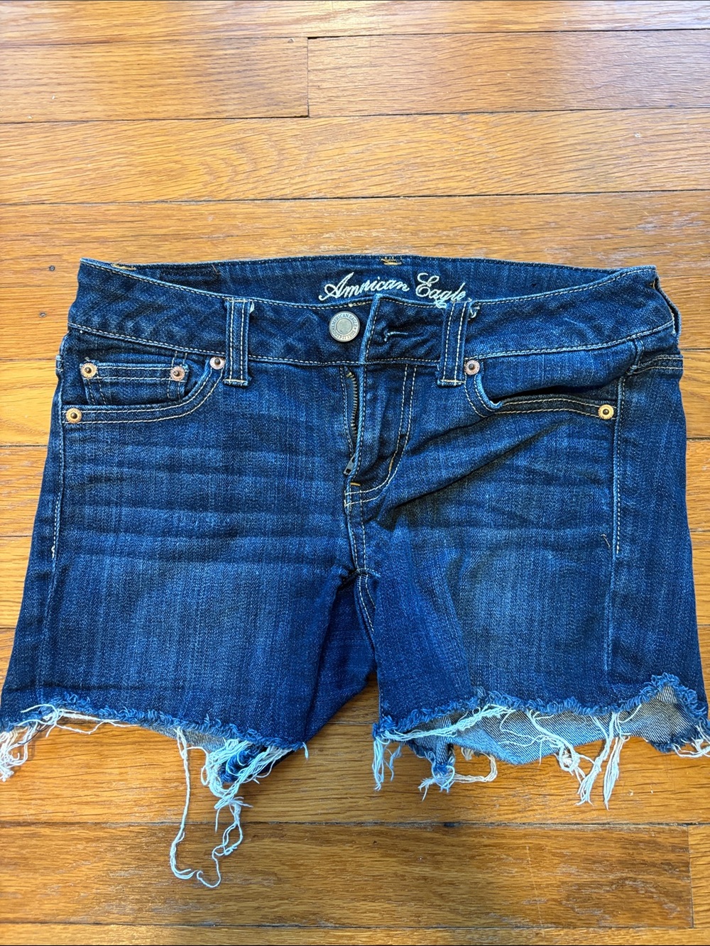 American Eagle Outfitters Dark Indigo Distressed Denim Cutoff Shorts